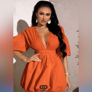 🧡 Orange SHEIN dress. There are tiny dots on the front from a pin barely visible